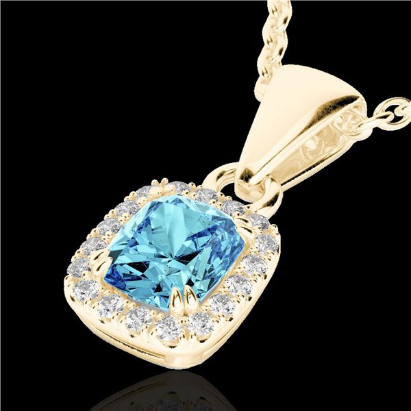 1.25 ctw Sky Blue Topaz & Micro VS/SI Diamond Necklace 10k Yellow Gold - REF-20Y5X