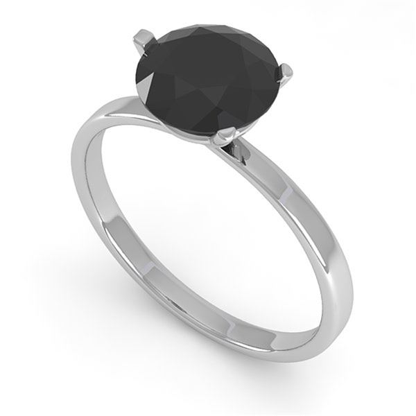 1.50 ctw Black Certified Diamond Engagment Ring Martini 14k White Gold - REF-52A5N