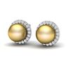 Image 1 : 0.50 ctw Micro Pave Diamond & Golden Pearl Earrings 18k White Gold - REF-46X5A