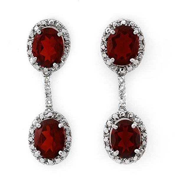 8.10 ctw Garnet & Diamond Earrings 10k White Gold - REF-25G2W