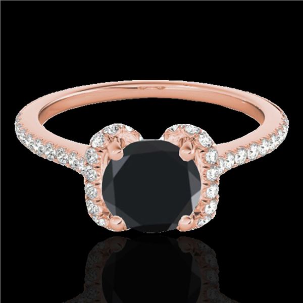 1.33 ctw Certified VS Black Diamond Solitaire Halo Ring 10k Rose Gold - REF-43F2M