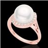 Image 2 : 0.27 ctw VS/SI Diamond & White Pearl Ring 14k Rose Gold - REF-39Y3X