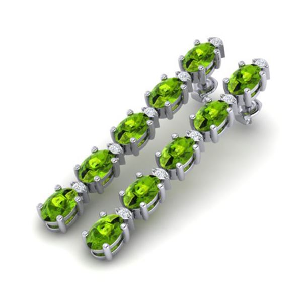 10.36 ctw Peridot & VS/SI Certified Diamond Earrings 10k White Gold - REF-51Y2X