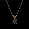 Image 3 : 0.50 ctw Fancy Black Diamond Solitaire Necklace 10k Yellow Gold - REF-18Y4X