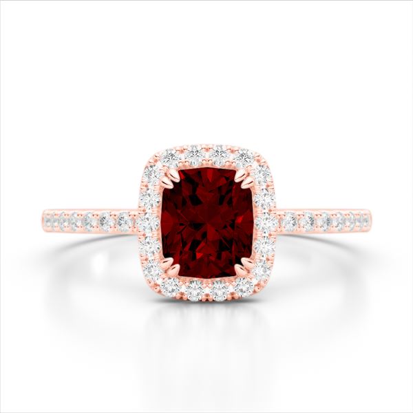 1.25 ctw Garnet & Micro Pave VS/SI Diamond Certified Ring 10k Rose Gold - REF-24M8G