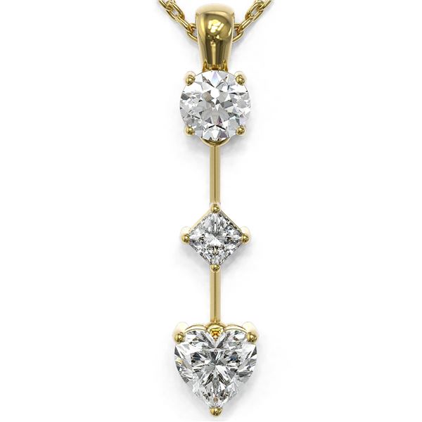 0.9 ctw Heart Diamond Designer Necklace 18K Yellow Gold - REF-149F2M