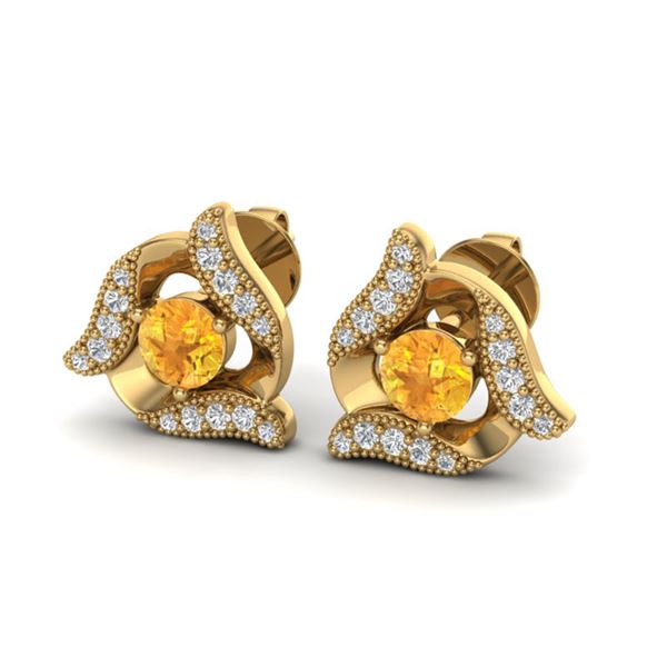 0.80 ctw Citrine & Micro Pave VS/SI Diamond Earrings 18k Yellow Gold - REF-40F4M