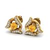 Image 1 : 0.80 ctw Citrine & Micro Pave VS/SI Diamond Earrings 18k Yellow Gold - REF-40F4M