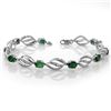 Image 1 : 5.10 ctw Emerald & Diamond Bracelet 14k White Gold - REF-94G5W