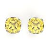 Image 1 : 12 ctw Cushion Cut Citrine Designer Stud Earrings 18k White Gold - REF-39R5K
