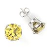 Image 2 : 12 ctw Cushion Cut Citrine Designer Stud Earrings 18k White Gold - REF-39R5K