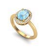 Image 2 : 1.50 ctw Aquamarine & Micro VS/SI Diamond Ring Halo 18k Yellow Gold - REF-41N9F