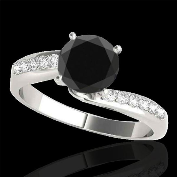 1.15 ctw Certified VS Black Diamond Bypass Solitaire Ring 10k White Gold - REF-39K5Y