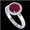 Image 2 : 2 ctw Ruby & Halo VS/SI Diamond Micro Pave Ring 18k White Gold - REF-45H3R