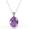 Image 2 : 9 ctw Amethyst Designer Solitaire Necklace 18k White Gold - REF-34M3G