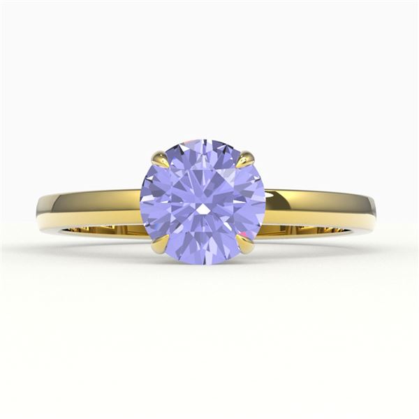2 ctw Tanzanite Designer Engagment Ring 18k Yellow Gold - REF-39X5A