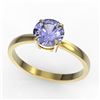 Image 2 : 2 ctw Tanzanite Designer Engagment Ring 18k Yellow Gold - REF-39X5A