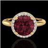 Image 1 : 2.70 ctw Garnet & Micro Pave VS/SI Diamond Ring 18k Yellow Gold - REF-38Y2X