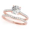 Image 1 : 0.85 ctw Certified VS/SI Diamond 2pc Wedding Set 14k Rose Gold - REF-94N6F