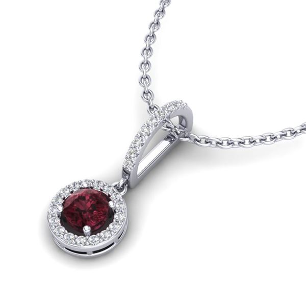 1 ctw Garnet & Micro VS/SI Diamond Certified Necklace 18k White Gold - REF-35A2N