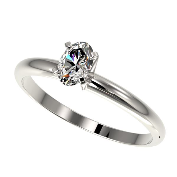 0.50 ctw Certified VS/SI Quality Oval Diamond Engagment Ring 10k White Gold - REF-60G3W