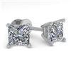 Image 2 : 1.03 ctw Princess Cut VS/SI Diamond Designer Earrings 14k White Gold - REF-121Y5X