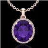 Image 1 : 10 ctw Amethyst & Micro Pave VS/SI Diamond Necklace 14k Rose Gold - REF-51A2N