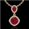 Image 1 : 3.50 ctw Ruby & Micro Pave VS/SI Diamond Necklace 10k Yellow Gold - REF-55H2R