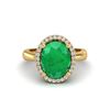 Image 1 : 3 ctw Emerald & Micro Pave VS/SI Diamond Ring 18k Yellow Gold - REF-50X3A