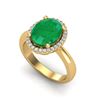 Image 2 : 3 ctw Emerald & Micro Pave VS/SI Diamond Ring 18k Yellow Gold - REF-50X3A