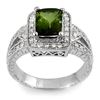 Image 1 : 2.55 ctw Green Tourmaline & Diamond Ring 14k White Gold - REF-118K2Y