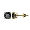 Image 2 : 1.61 ctw Fancy Black Diamond Solitaire Stud Earrings 10k Yellow Gold - REF-31F3M