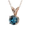 Image 2 : 0.51 ctw Certified Intense Blue Diamond Necklace 10k Rose Gold - REF-34G4W