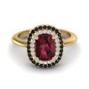 Image 1 : 2.50 ctw Garnet With Black & White Micro Diamond Ring 14k Yellow Gold - REF-49K5Y