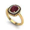 Image 2 : 2.50 ctw Garnet With Black & White Micro Diamond Ring 14k Yellow Gold - REF-49K5Y