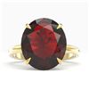 Image 1 : 9 ctw Garnet Designer Solitaire Engagment Ring 18k Yellow Gold - REF-34F3M