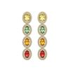 Image 1 : 6.09 ctw Multi Color Sapphire & Diamond Micro Pave Earrings 10k Yellow Gold - REF-143M6G