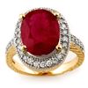 Image 1 : 8.0 ctw Ruby & Diamond Ring 14k Yellow Gold - REF-92G4W