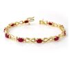 Image 1 : 8.50 ctw Ruby & Diamond Bracelet 10k Yellow Gold - REF-78R9K