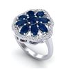 Image 1 : 4 ctw Sapphire & VS/SI Diamond Cluster Designer Ring 10k White Gold - REF-49M3G