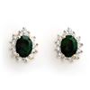 Image 1 : 3.85 ctw Emerald & Diamond Earrings 14k Yellow Gold - REF-89X3A