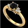 Image 1 : 0.75 ctw Fancy Black Diamond Engagment Ring 18k Yellow Gold - REF-55N2F