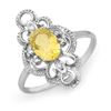 Image 1 : 0.81 ctw Citrine & Diamond Ring 10k White Gold - REF-19G3W