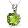 Image 1 : 6 ctw Cushion Cut Peridot Designer Necklace 18k White Gold - REF-49N6F