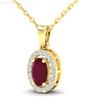 Image 2 : 0.51 ctw Ruby & Micro Pave VS/SI Diamond Necklace 18k Yellow Gold - REF-23A2N