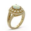 Image 2 : 3.93 ctw Certified Opal & Diamond Victorian Ring 14K Yellow Gold - REF-149X3A