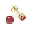 Image 2 : 4 ctw Cushion Cut Ruby Designer Stud Earrings 18k Yellow Gold - REF-40H9R