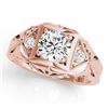 Image 2 : 0.6 ctw Certified VS/SI Diamond Antique Ring 18k Rose Gold - REF-99M2G