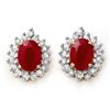 Image 1 : 4.44 ctw Ruby & Diamond Earrings 14k Yellow Gold - REF-89R3K