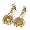 Image 3 : 13.7 ctw Canary Citrine & Diamond Earrings 18K Yellow Gold - REF-228F8M